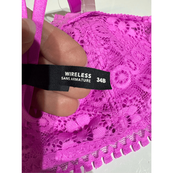 Aerie Pink Wireless Push Up Size 34A Joy Lace Convertible Strap Bra NEW - Picture 6 of 8